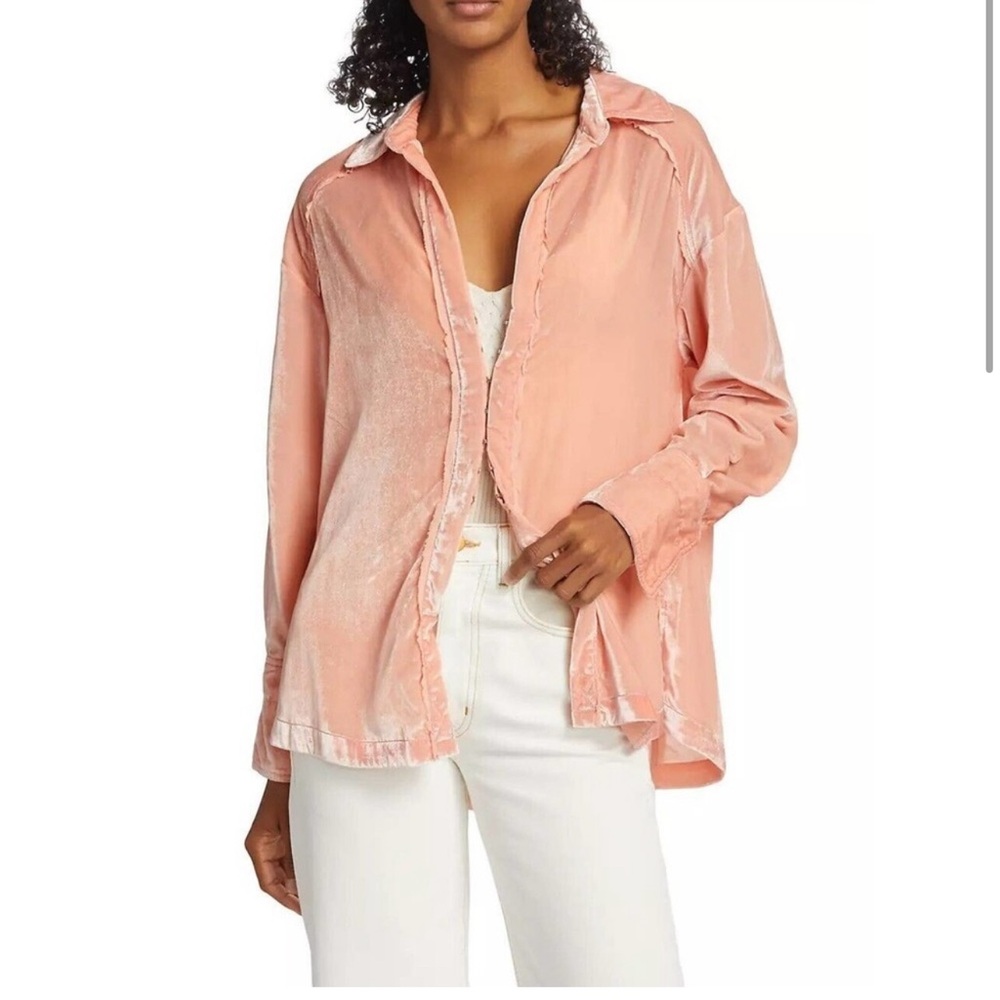 Free People Oversized Marianne Velvet Shirt